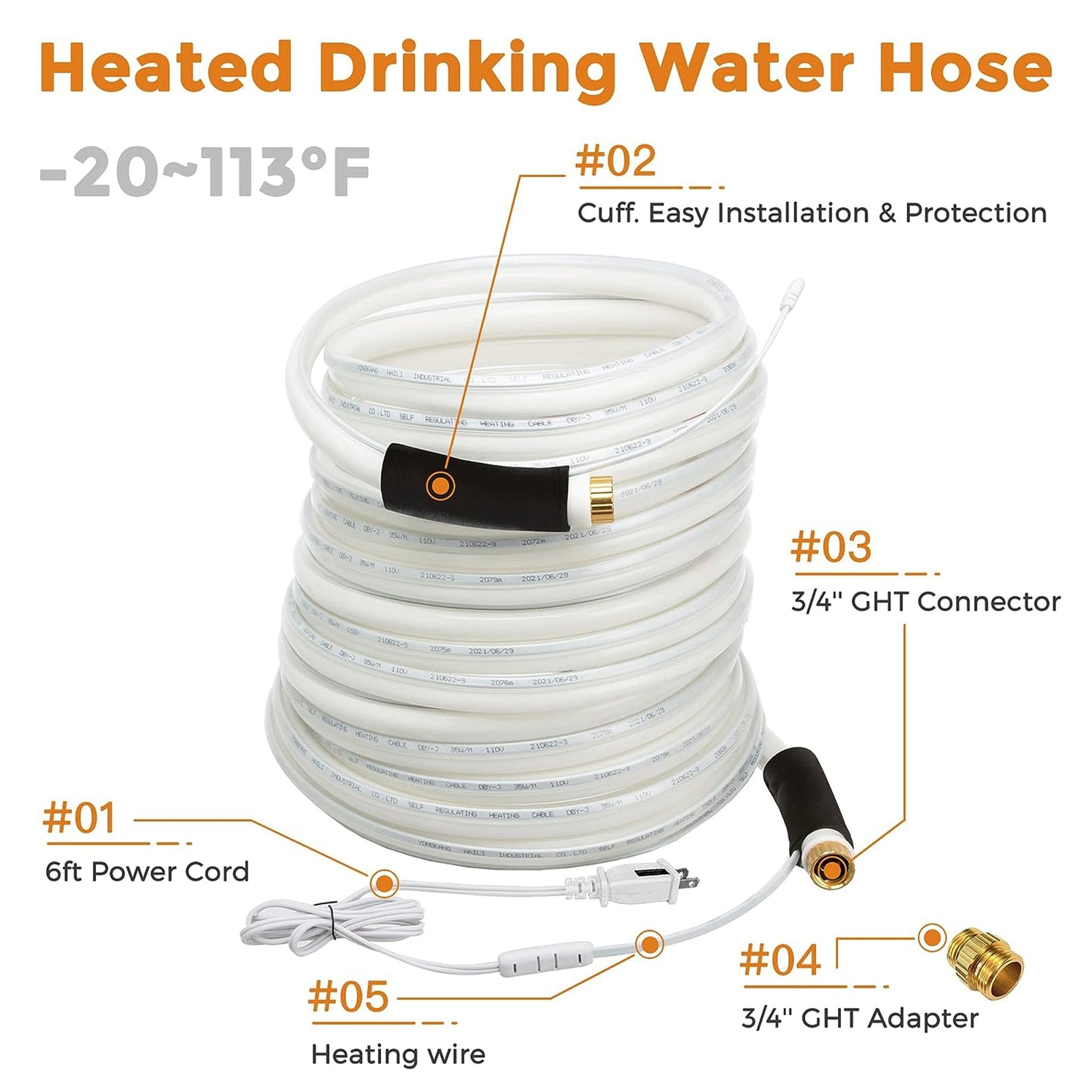 Heated Water Hose 15ft-50ft