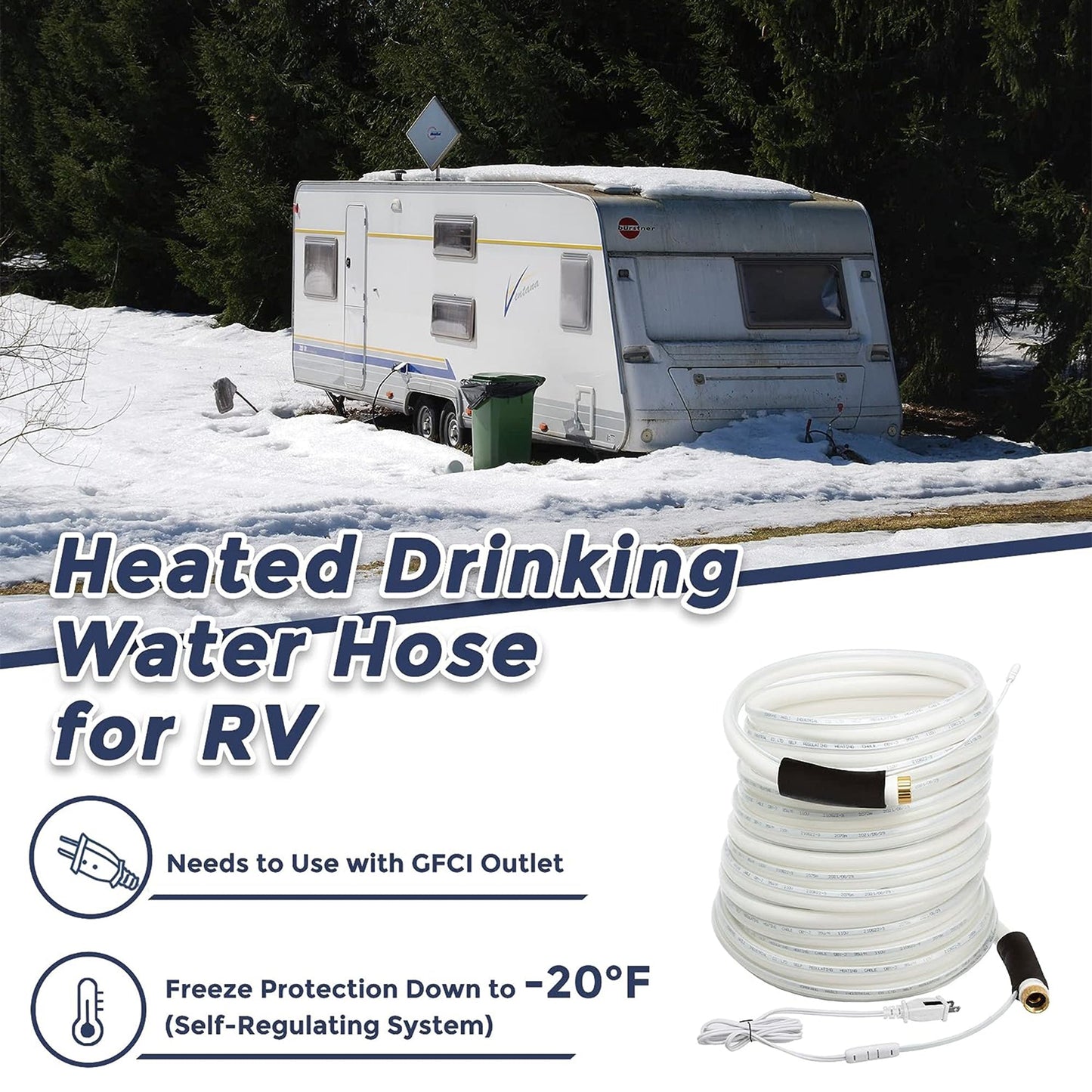 Heated Water Hose 15ft-50ft