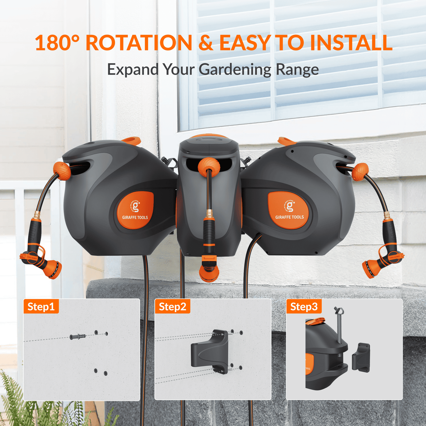 Retractable Garden Hose Reel-1/2in-100ft