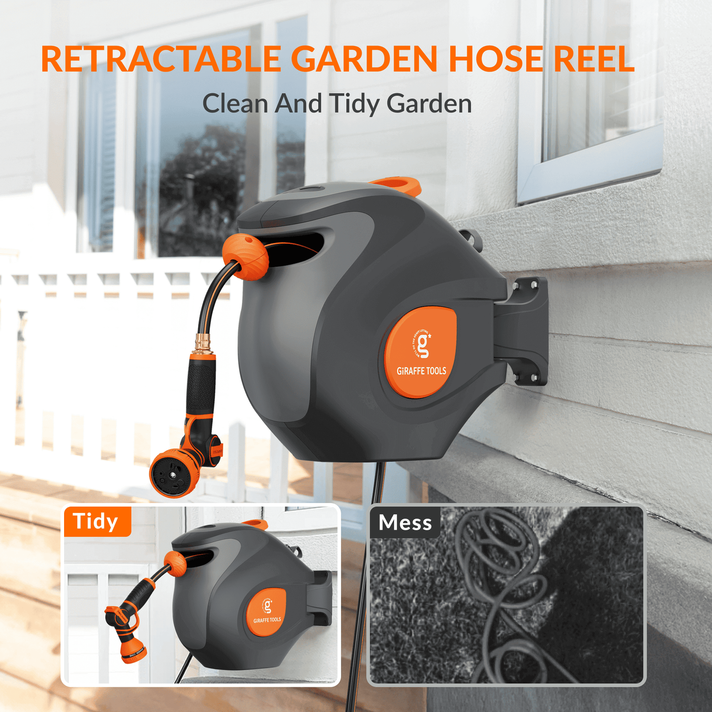 Retractable Garden Hose Reel-1/2in-100ft