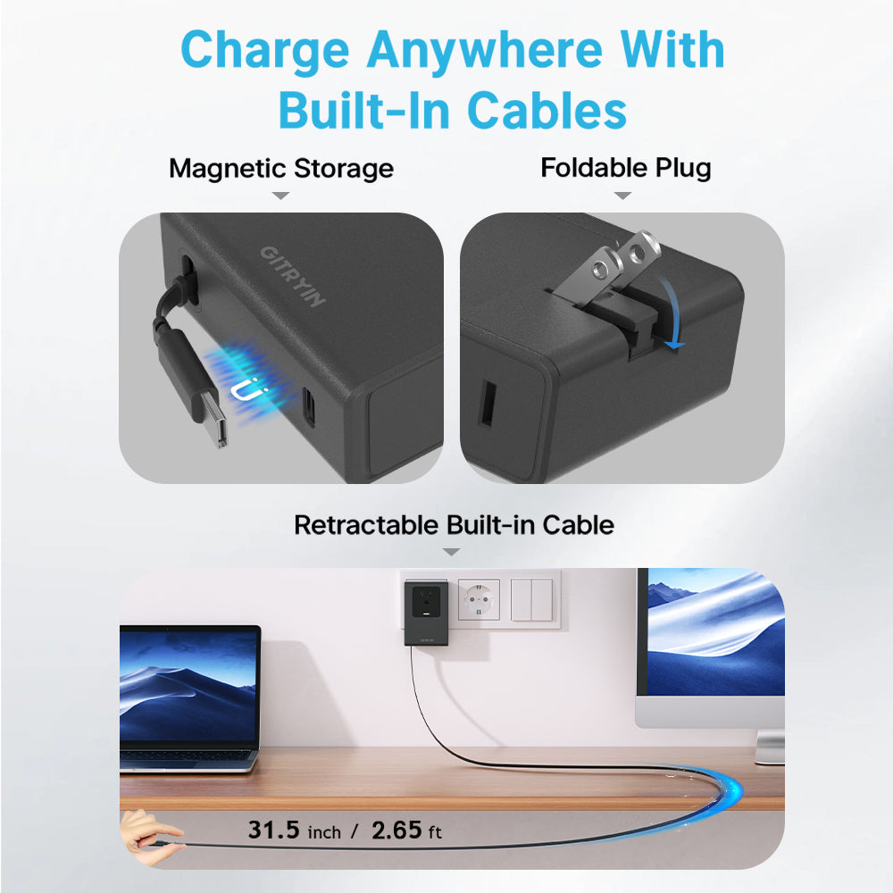 Gitryin Retractable Travel Adapter 5-in-1