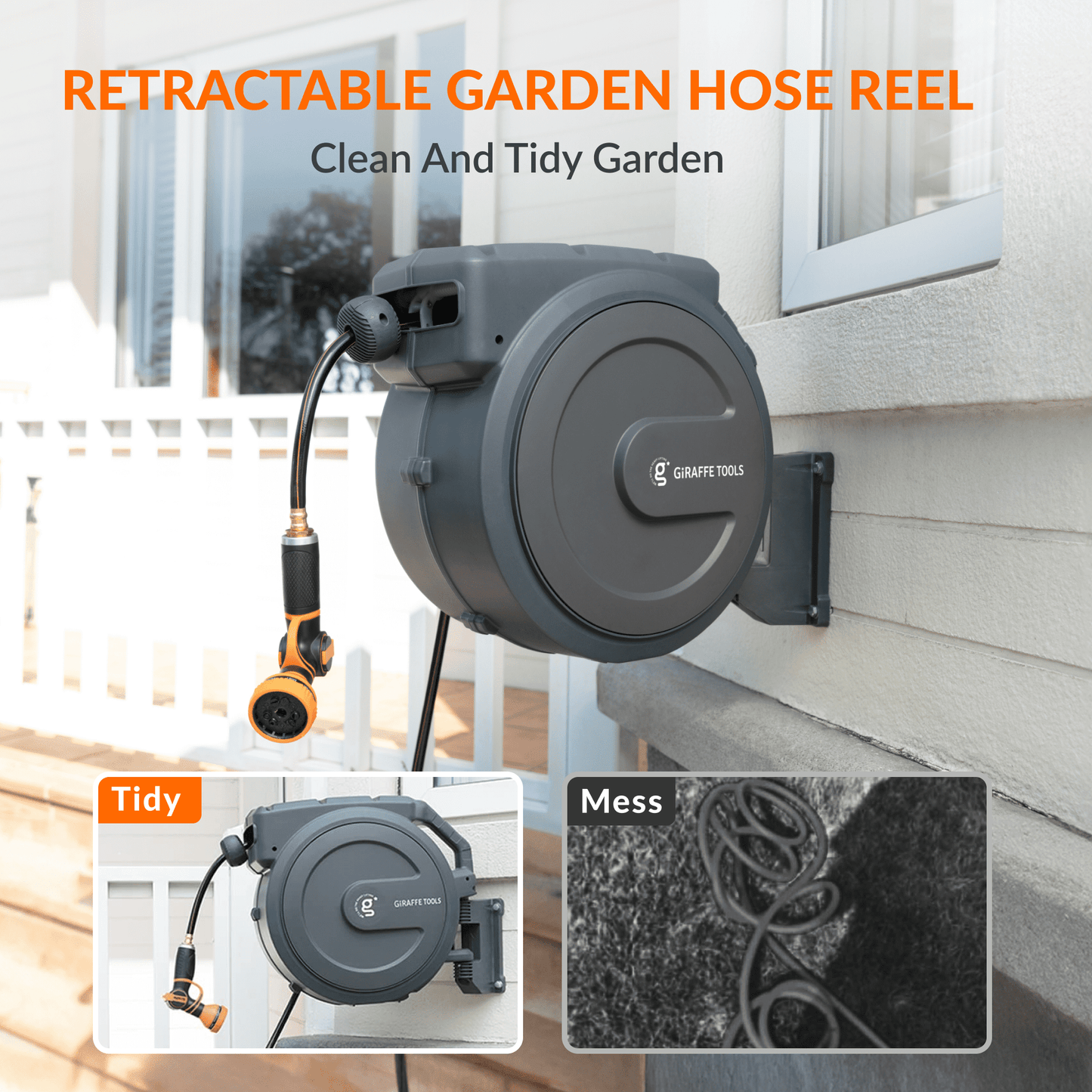 Giraffe Tools Retractable Garden Hose Reels