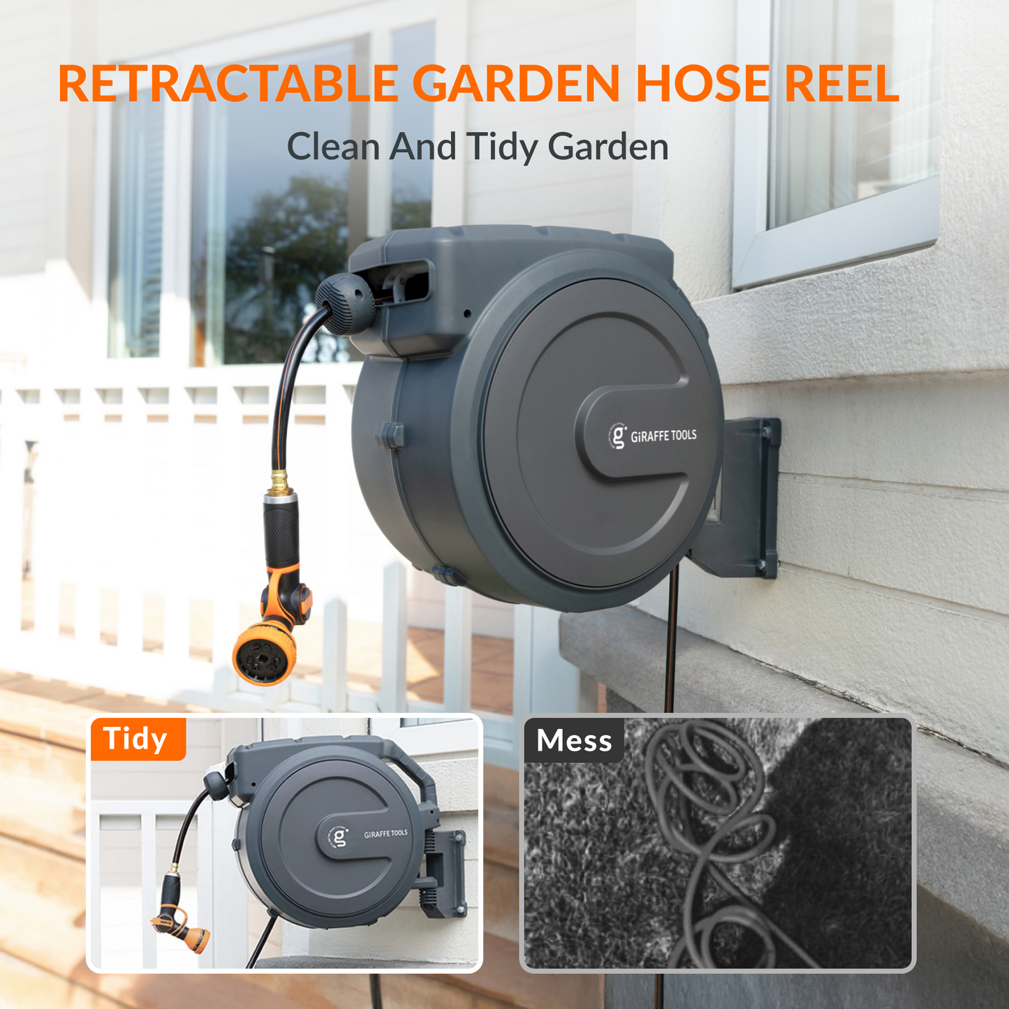 Giraffe Tools Retractable Garden Hose Reels