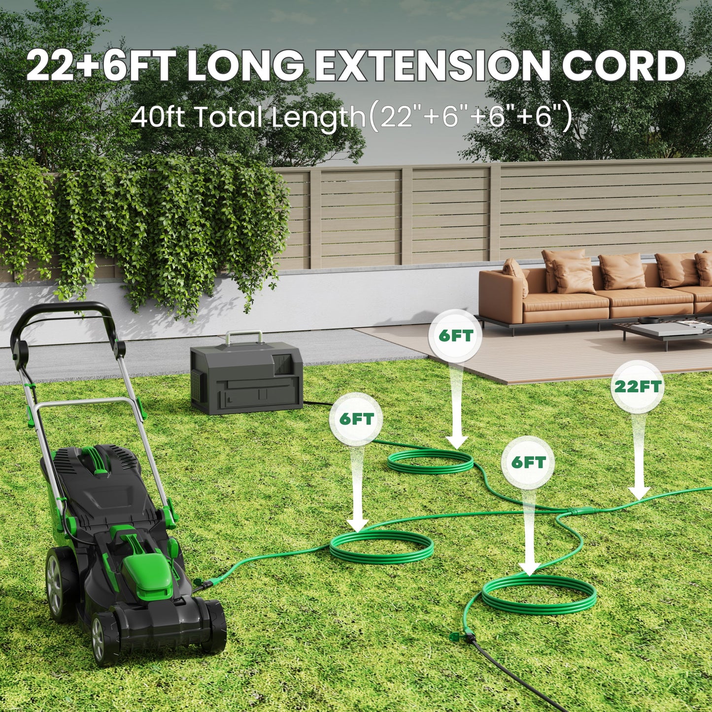 Outdoor Extension Cord 7ft-22ft