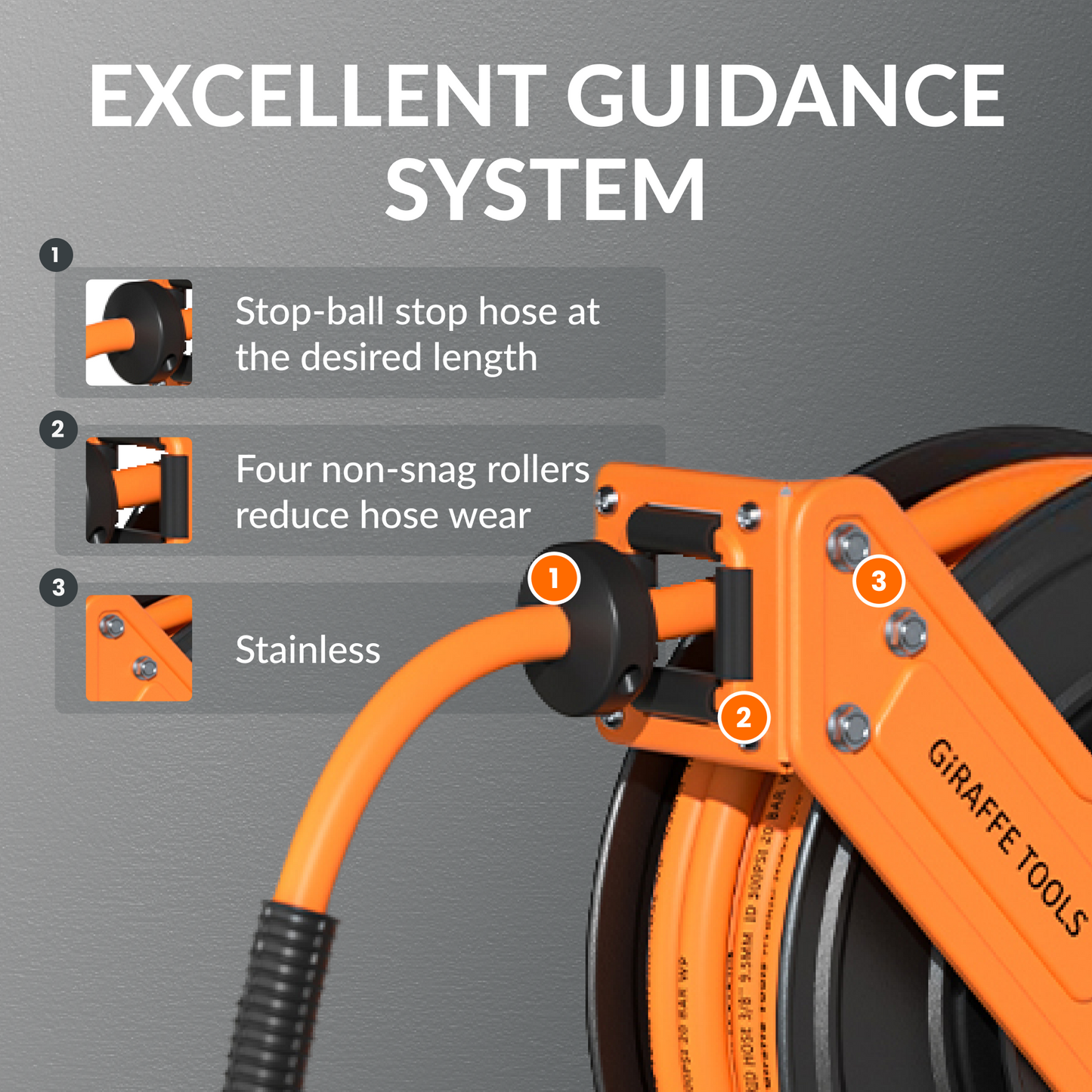 Retractable Air Hose Reel-Alloy Steel-3/8in-15m for AU
