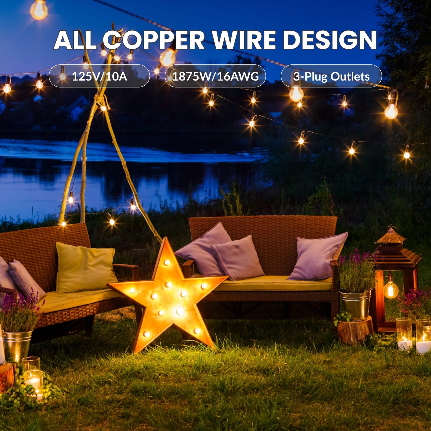 Outdoor Extension Cord 7ft-22ft