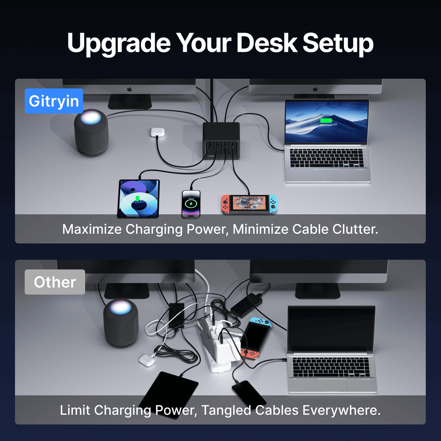 Gitryin Desktop Charging Station 12-in-1 Black Features