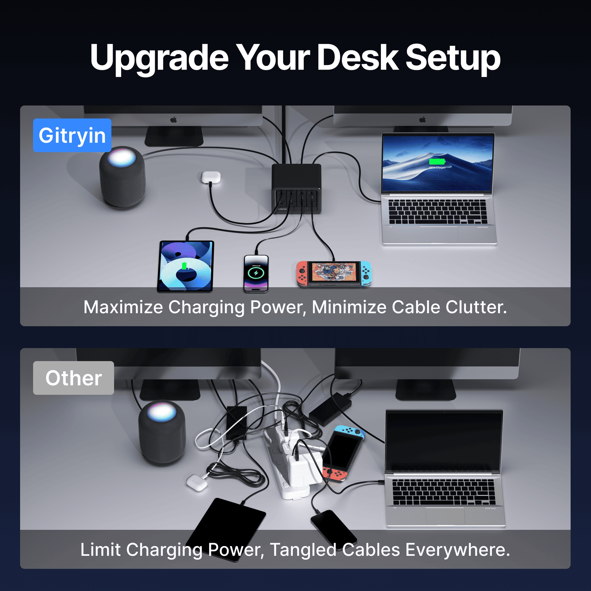 Gitryin Desktop Charging Station 12-in-1 Black Features