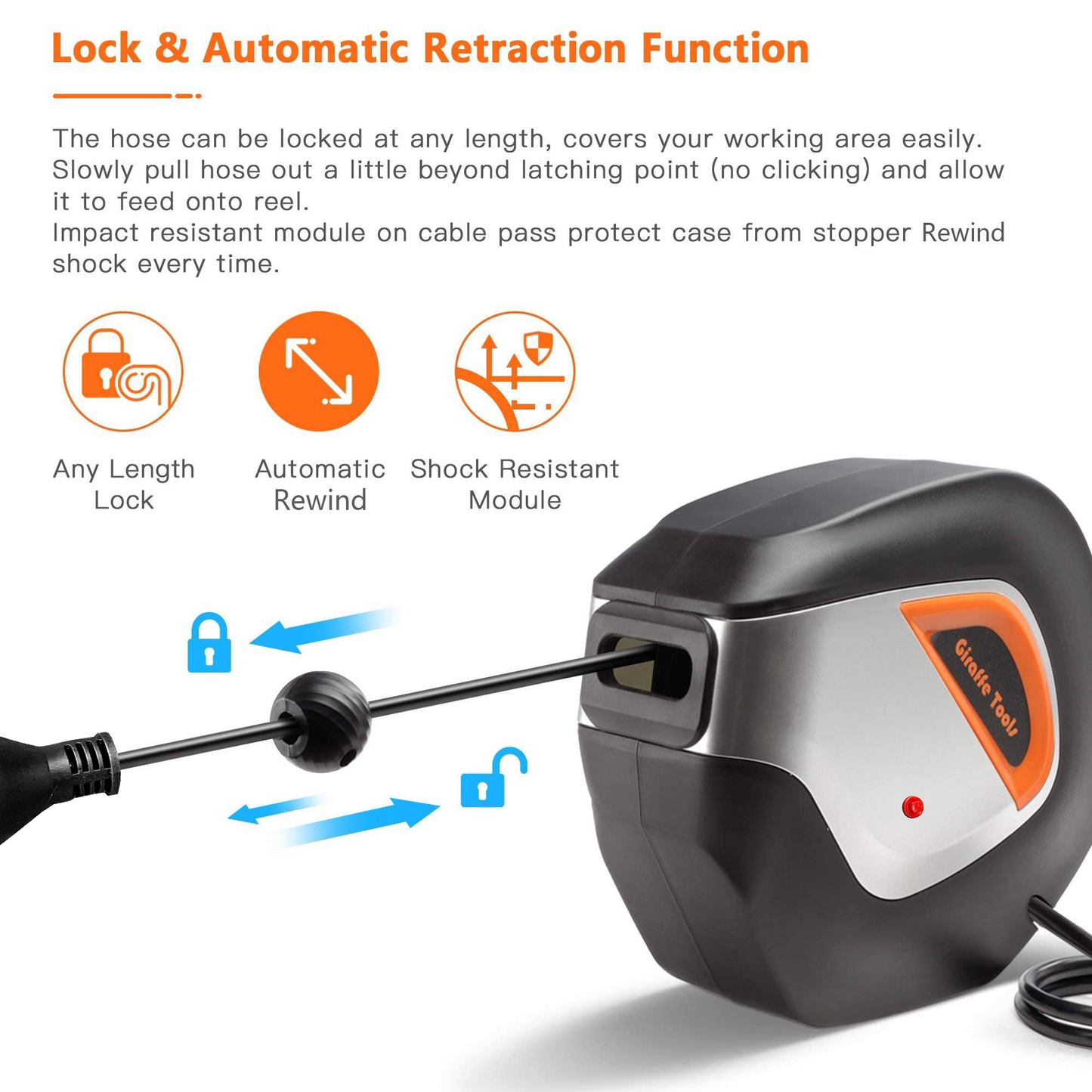 Retractable Extension Cord Reel-15m for AU