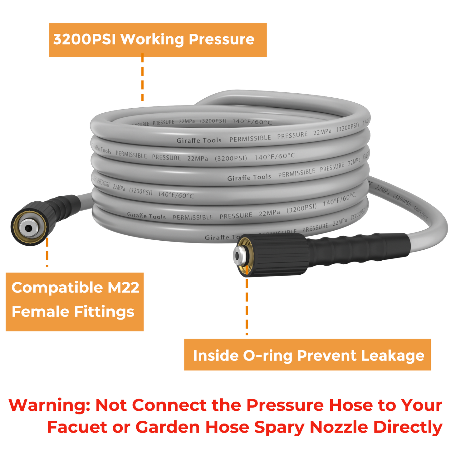 Super Flexible Power Washer Hose 25ft-100ft-Giraffe Tools