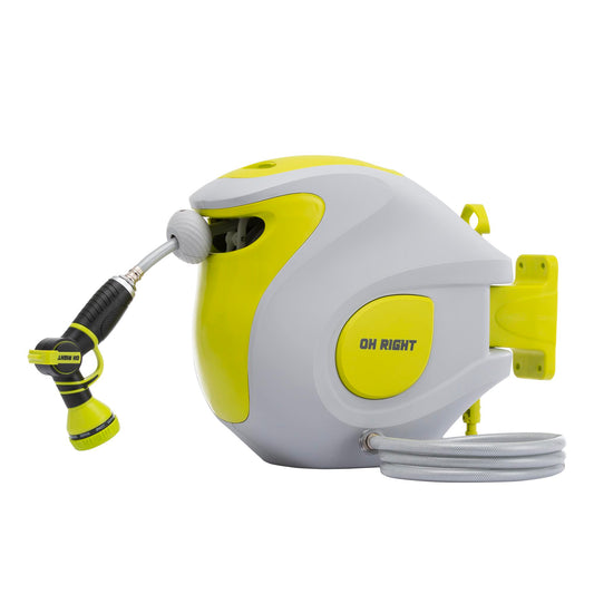 Ohright BW25 Hose Reel 1/2"x 82ft - Heavy Duty Retractable Garden Hose Reel