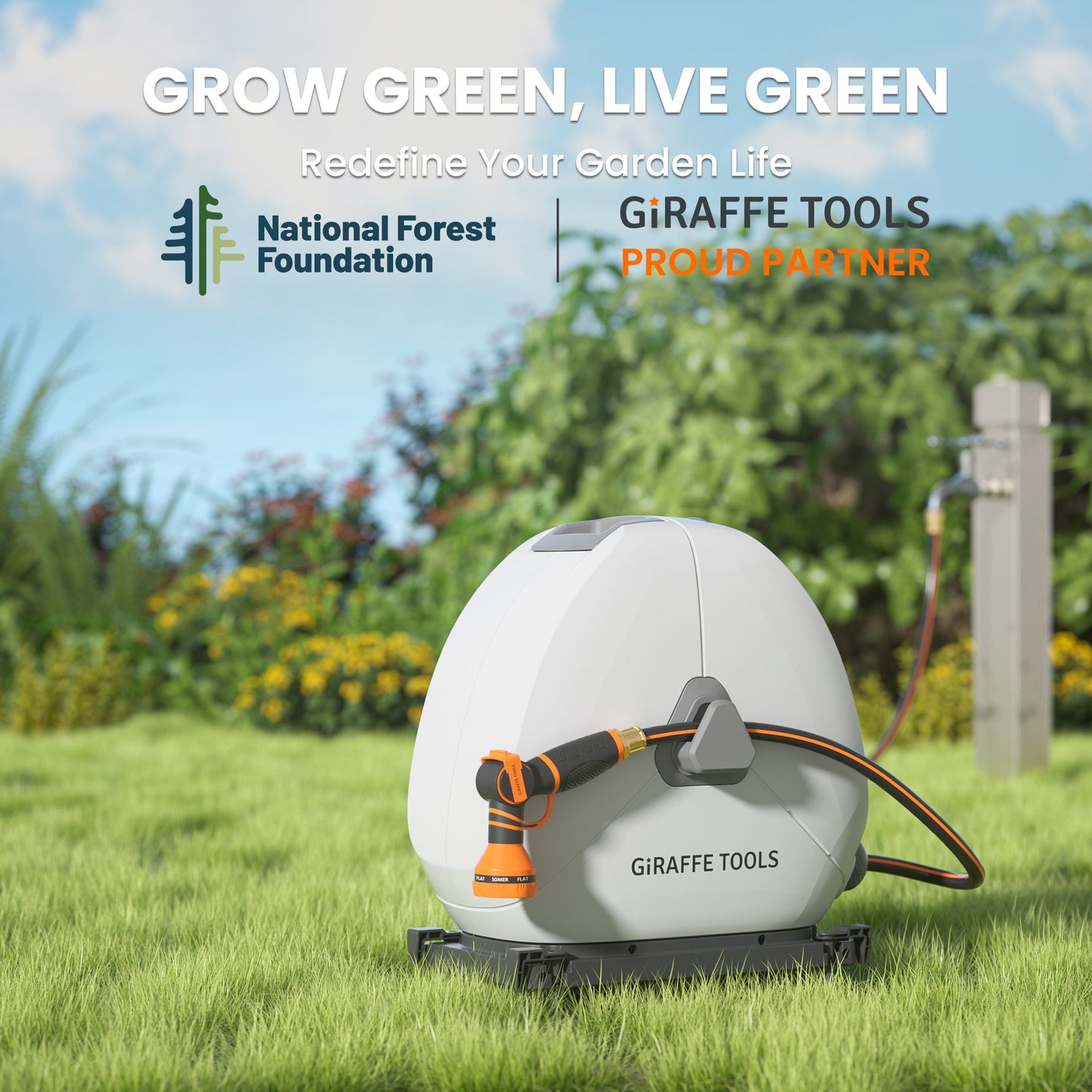 Giraffe Tools Ground-Mounted Retractable Hose Reel