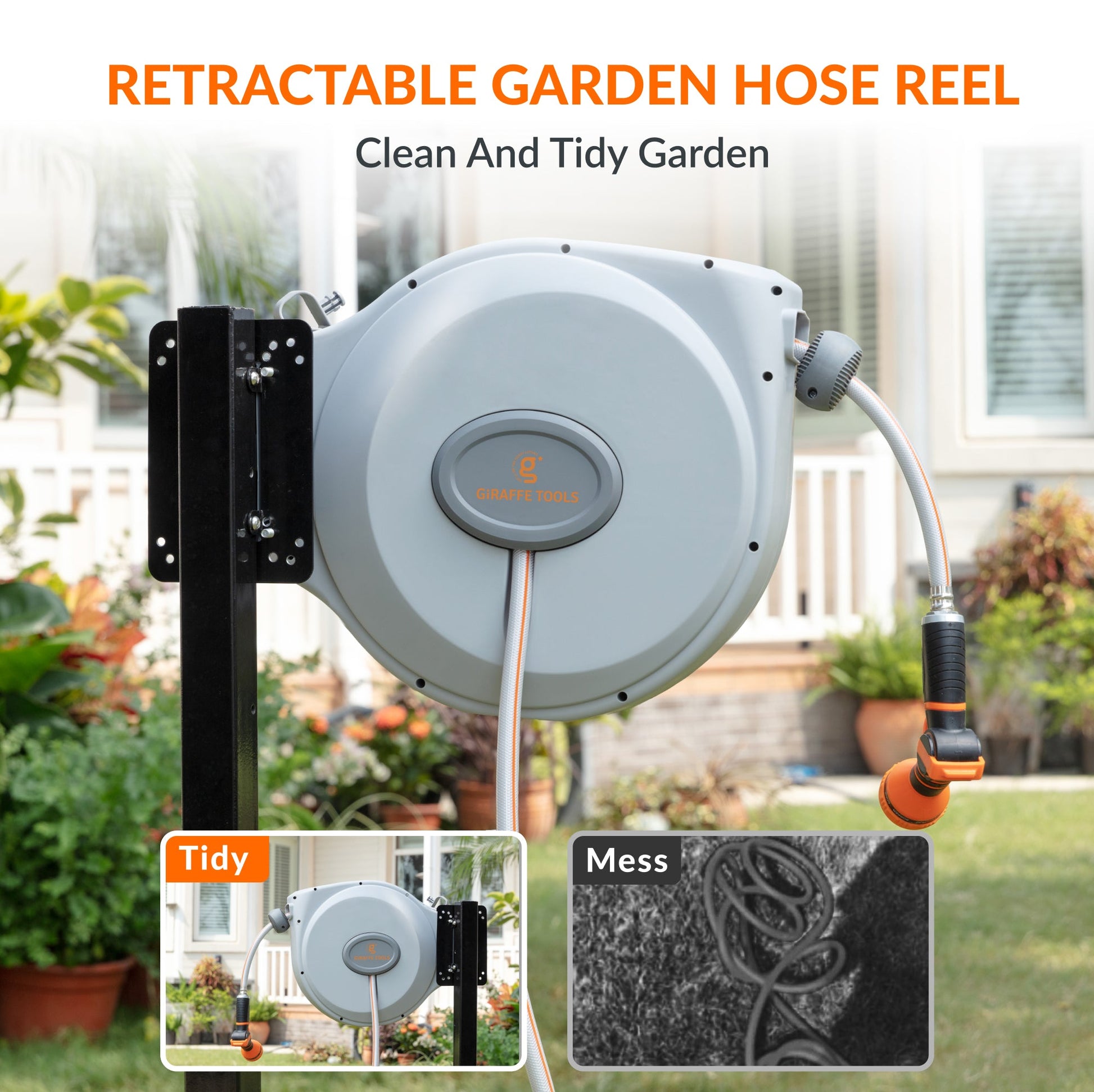 Giraffe Tools Retractable Garden Hose Reels