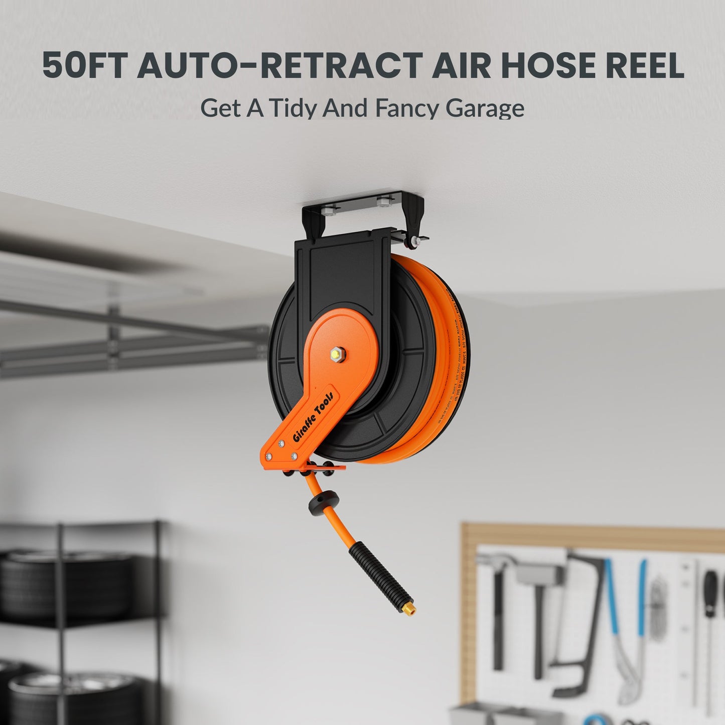 Retractable Air Hose Reel Plus-50ft-3/8in