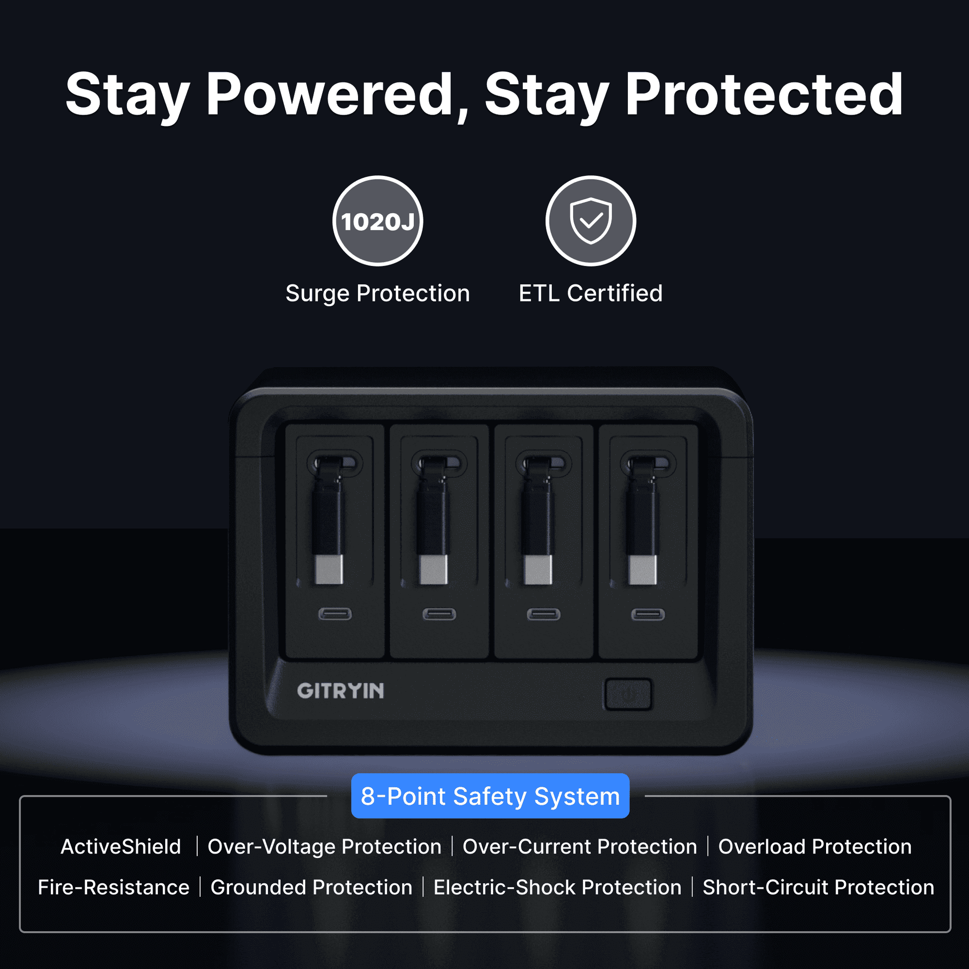 Gitryin Desktop Charging Station 12-in-1 Black Features