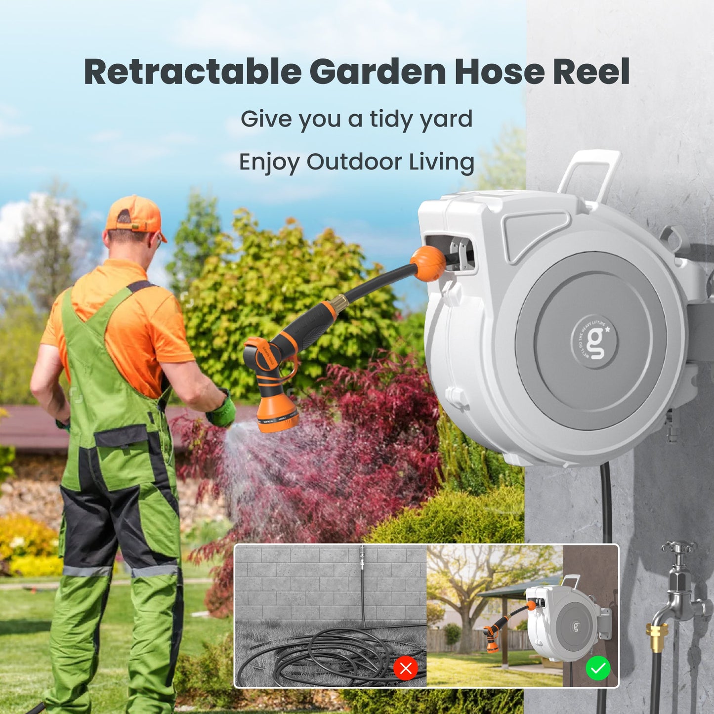 Giraffe Tools Retractable Garden Hose Reel