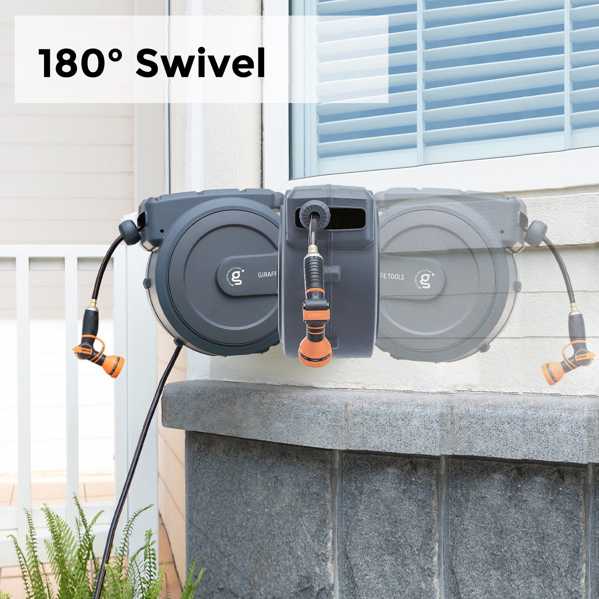 Garden Retractable Hose Reel-1/2in-100ft - Giraffe Tools