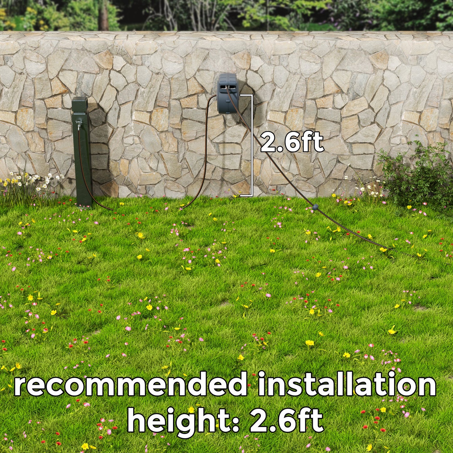 Garden Retractable Hose Reel-1/2in-78ft